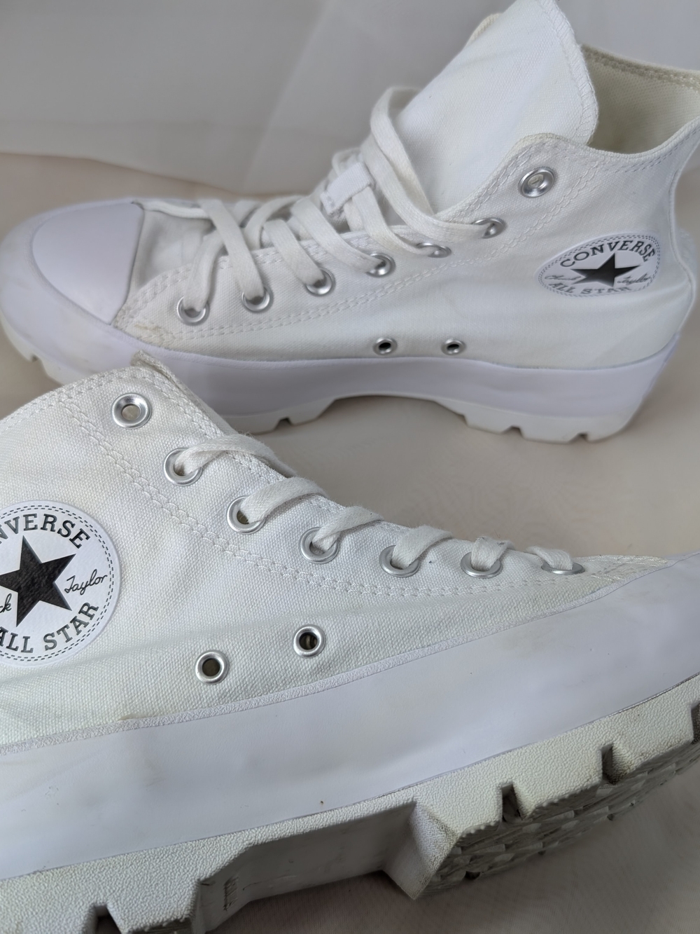 Converse Run Star Hike Platform High Top Sneakers White Canvas Women's Size 8